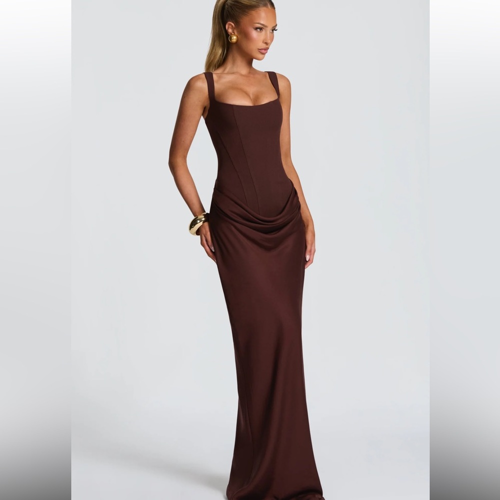 CORNELIA MAXI DRESS - PLUM BROWN